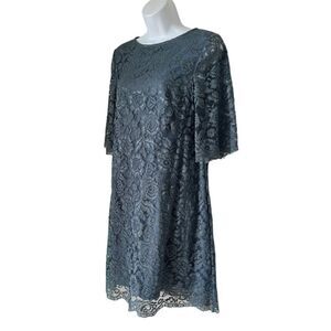 BHLDN Anthropologie Hitherto Dark Teal Lace Short Dress sz 6